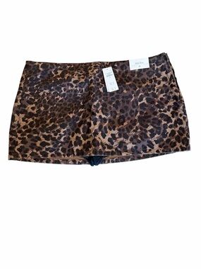 Abercrombie Midi Rise Leopard Print Mini Skort - Brown